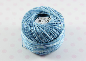 Пряжа Ирис меланж 100% хлопок 10г 82м Р-10 голубой-белый