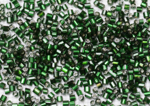 Бисер Чехия рубка 10/0 50г 57150 прозрачный темно-зеленый с серебряным прокрасом